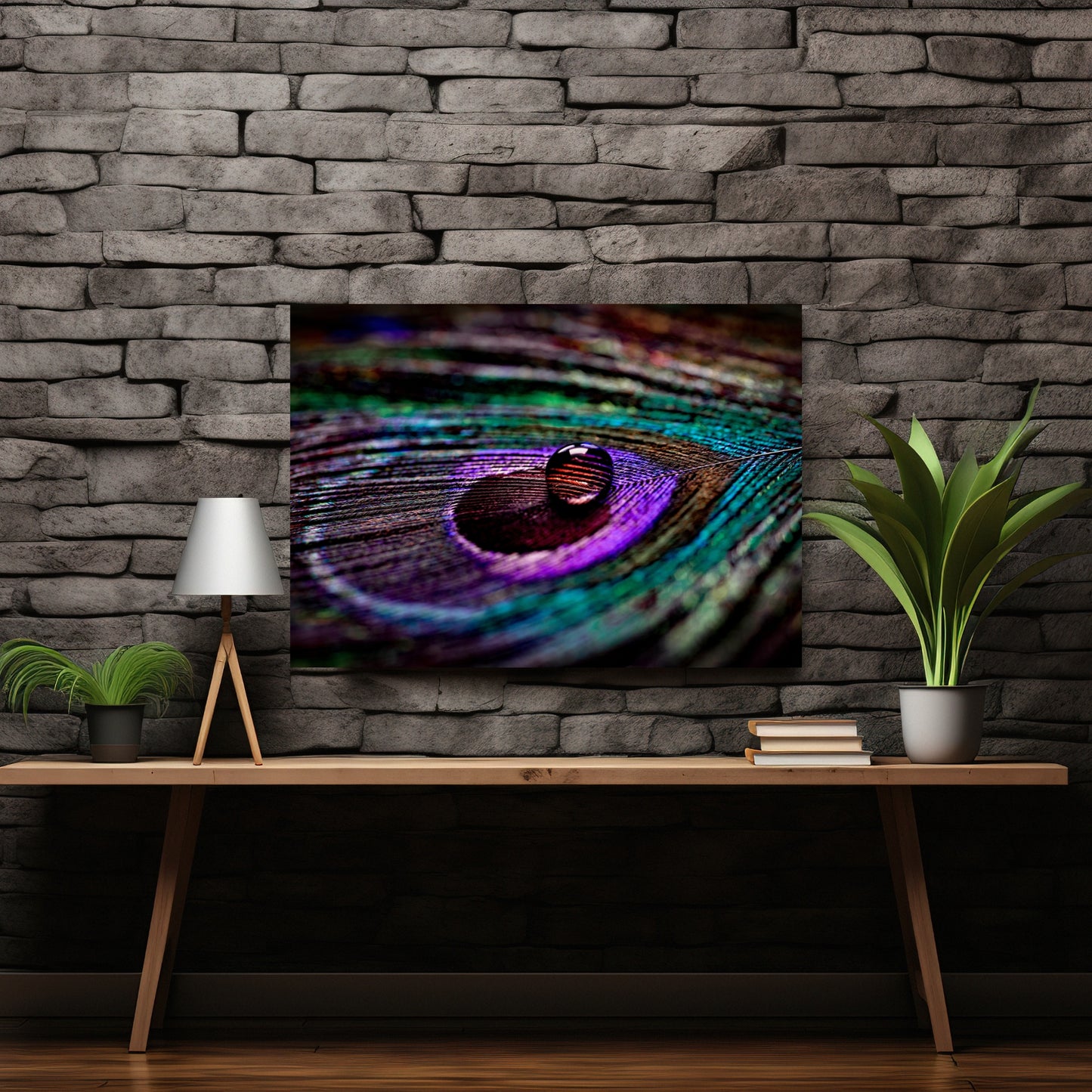 Peacock Feather Macro Metal Wall Art