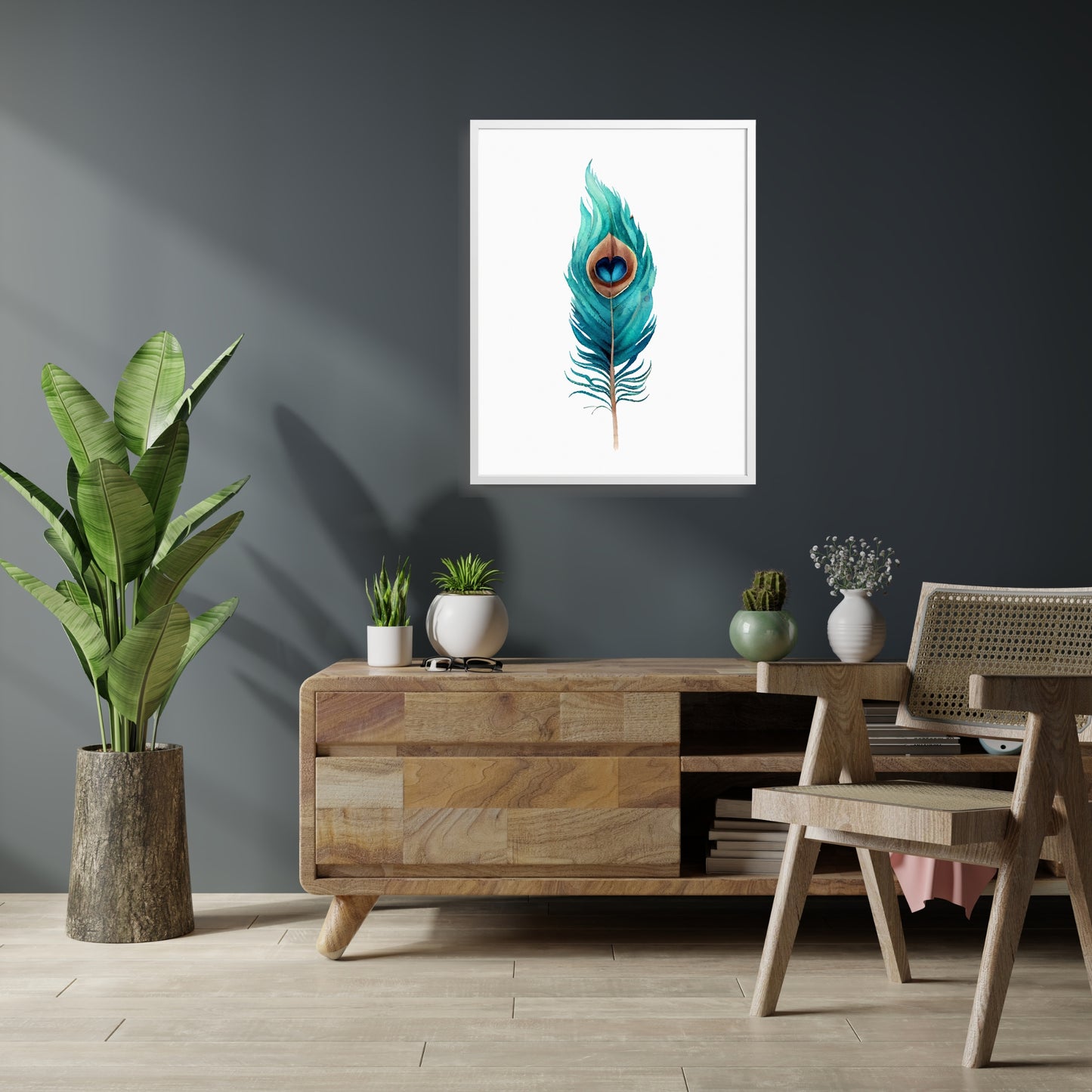 Vibrant Peacock Feather Series 4 Watercolor Fine Art Print, perfect for enhancing your home decor.